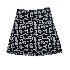 Haystacks Michigan Black White Geometric Funky Artsy A-Line Skirt Size Medium